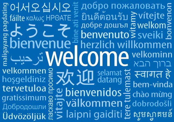 welcome banners in different languages